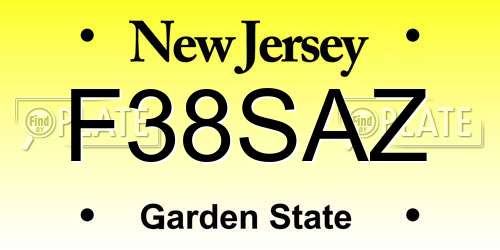 F38SAZ New Jersey License Plate