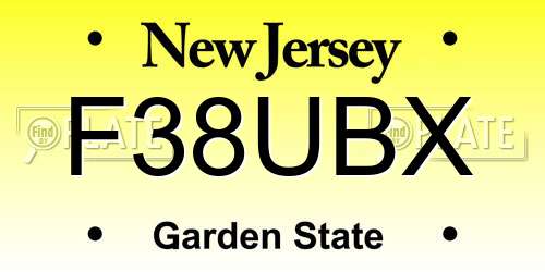 F38UBX New Jersey License Plate