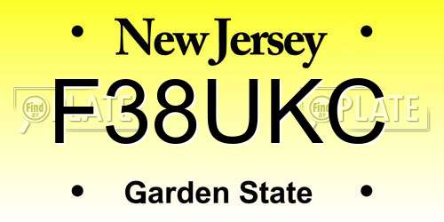 F38UKC New Jersey License Plate