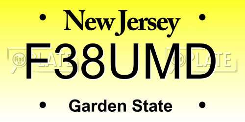 F38UMD New Jersey License Plate