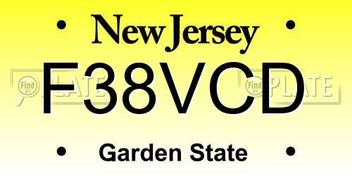 F38VCD New Jersey License Plate