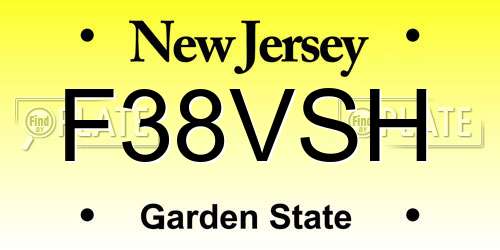 F38VSH New Jersey License Plate