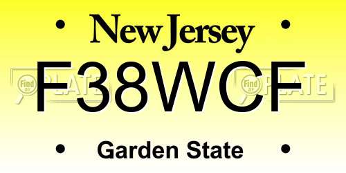 F38WCF New Jersey License Plate