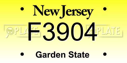 F3904 New Jersey License Plate