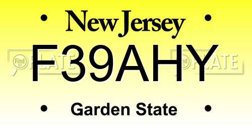 F39AHY New Jersey License Plate
