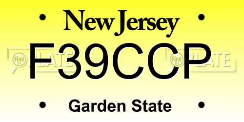 F39CCP New Jersey License Plate