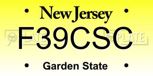 F39CSC New Jersey License Plate