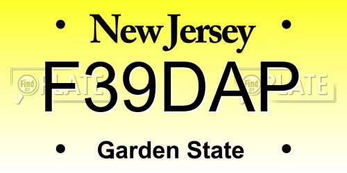 F39DAP New Jersey License Plate