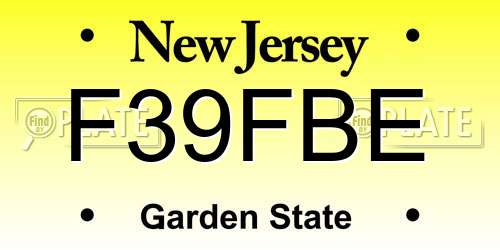 F39FBE New Jersey License Plate