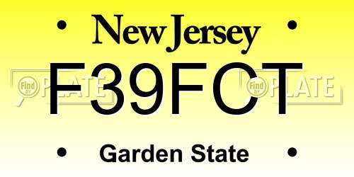F39FCT New Jersey License Plate