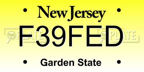 F39FED New Jersey License Plate