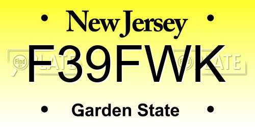 F39FWK New Jersey License Plate