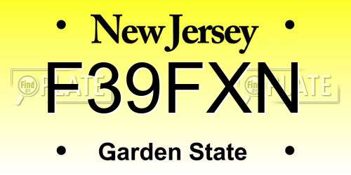 F39FXN New Jersey License Plate