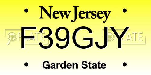 F39GJY New Jersey License Plate