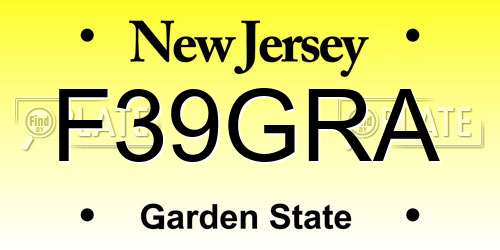 F39GRA New Jersey License Plate