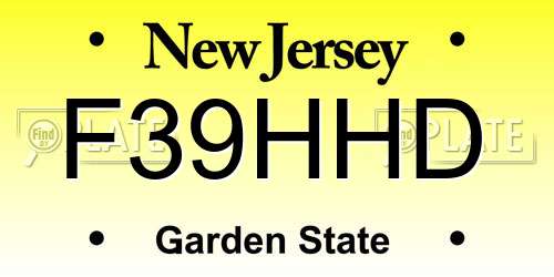 F39HHD New Jersey License Plate