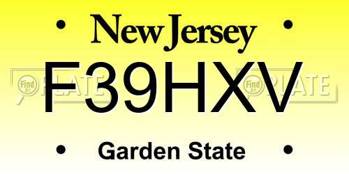 F39HXV New Jersey License Plate