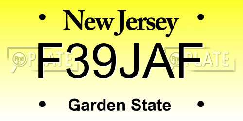 F39JAF New Jersey License Plate