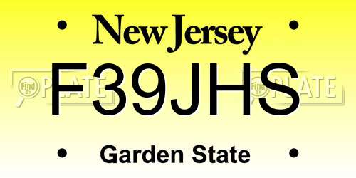 F39JHS New Jersey License Plate