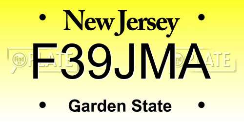 F39JMA New Jersey License Plate