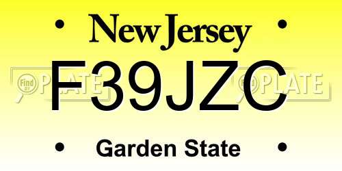 F39JZC New Jersey License Plate