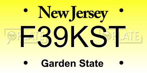 F39KST New Jersey License Plate