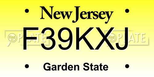 F39KXJ New Jersey License Plate