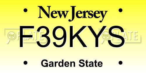 F39KYS New Jersey License Plate