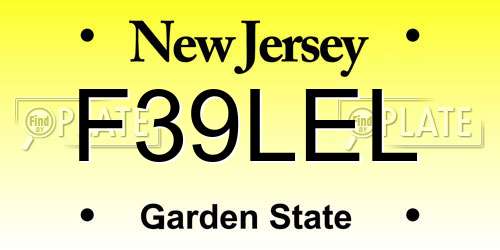 F39LEL New Jersey License Plate