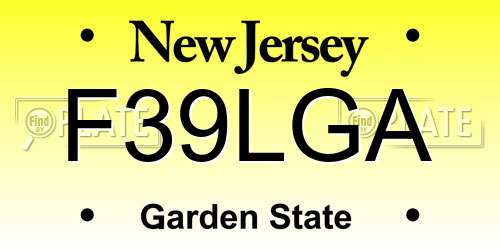 F39LGA New Jersey License Plate