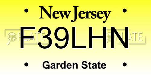 F39LHN New Jersey License Plate