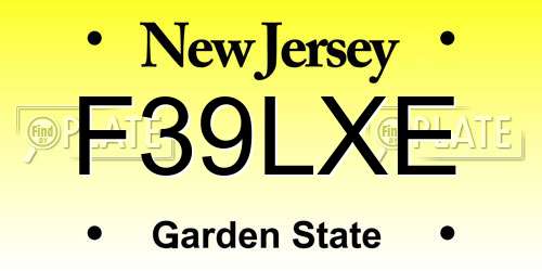 F39LXE New Jersey License Plate