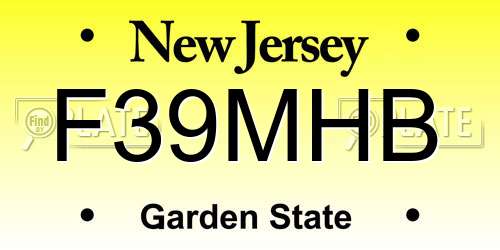 F39MHB New Jersey License Plate