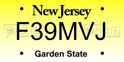 F39MVJ New Jersey License Plate