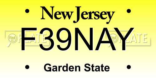 F39NAY New Jersey License Plate
