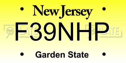 F39NHP New Jersey License Plate