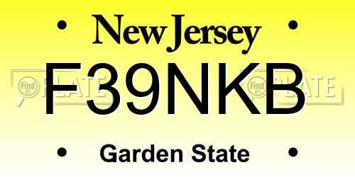 F39NKB New Jersey License Plate