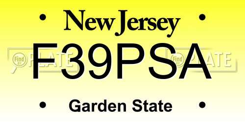 F39PSA New Jersey License Plate
