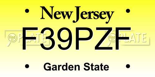 F39PZF New Jersey License Plate