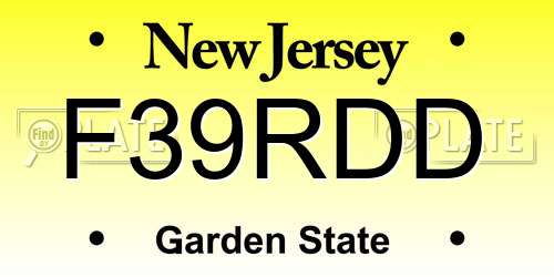 F39RDD New Jersey License Plate