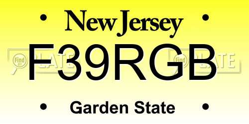 F39RGB New Jersey License Plate