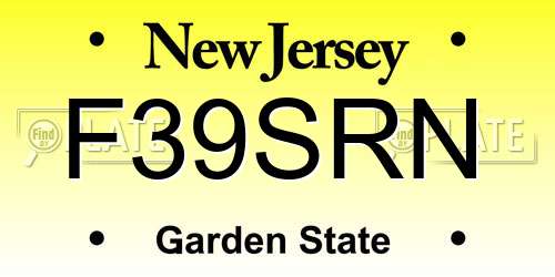 F39SRN New Jersey License Plate
