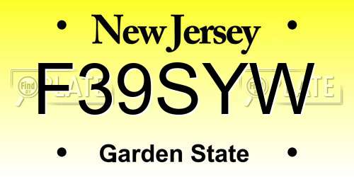 F39SYW New Jersey License Plate