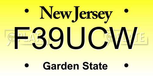 F39UCW New Jersey License Plate
