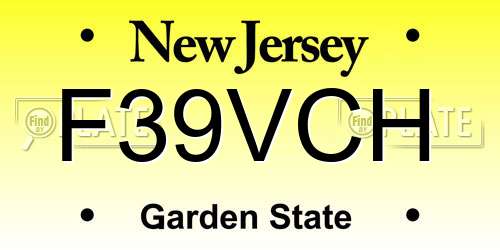 F39VCH New Jersey License Plate