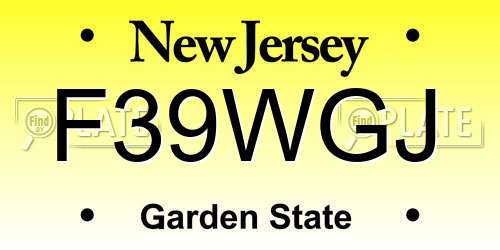 F39WGJ New Jersey License Plate