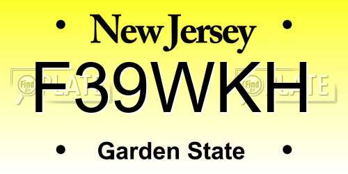 F39WKH New Jersey License Plate