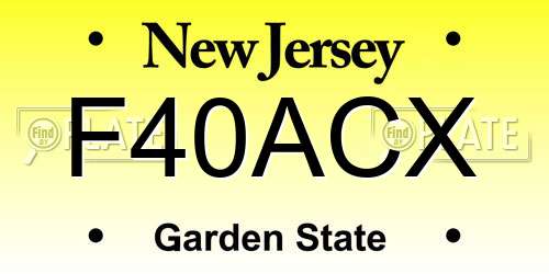 F40ACX New Jersey License Plate
