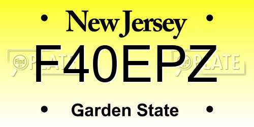 F40EPZ New Jersey License Plate