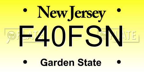 F40FSN New Jersey License Plate